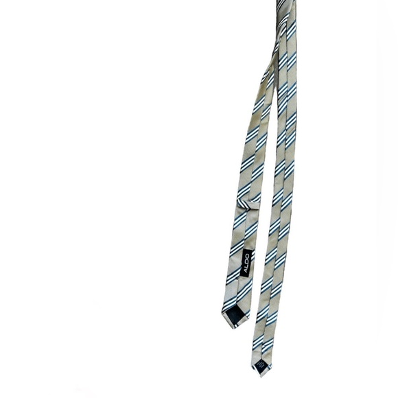 ALDO Gold, Black, and White Striped Satin Tie​​ - Picture 4 of 6